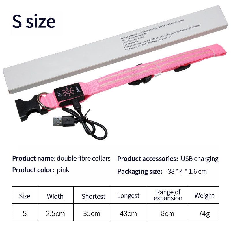 LED Dog Collar for Night Walks, USB Rechargeable Glow