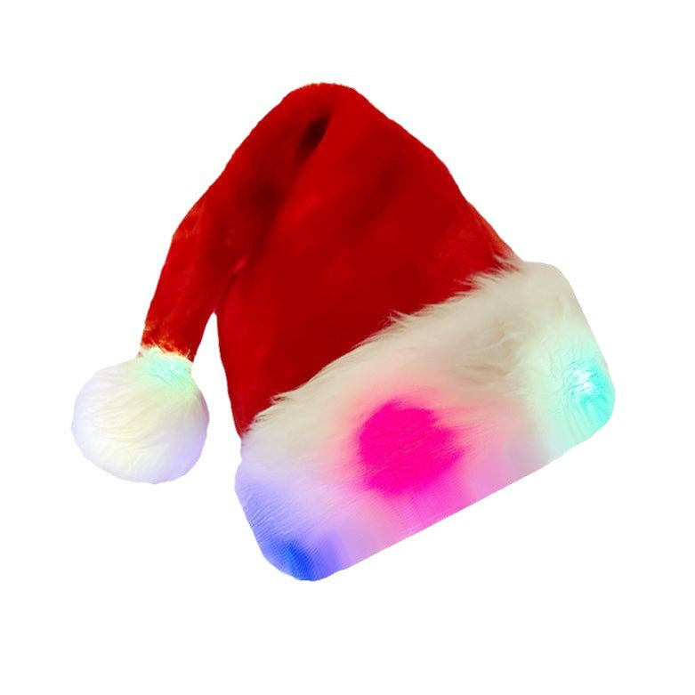 LED Christmas Santa Hat with Multicolor Lights for Parties