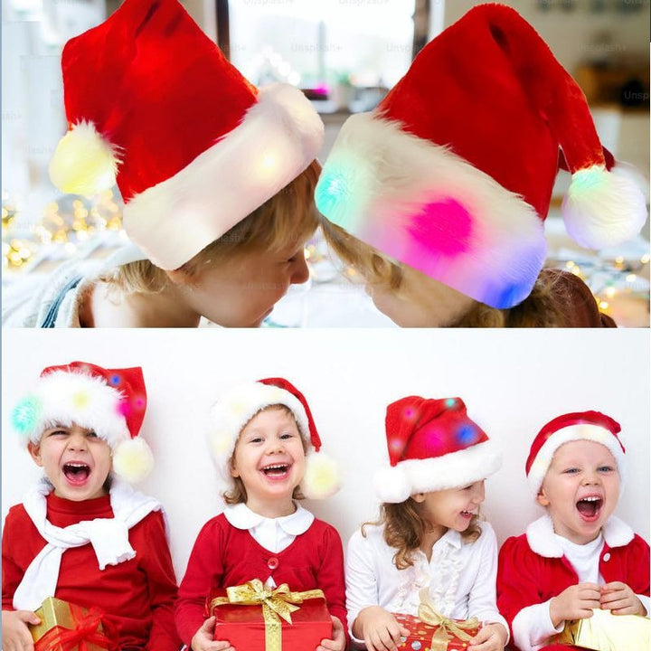 LED Christmas Santa Hat with Multicolor Lights for Parties
