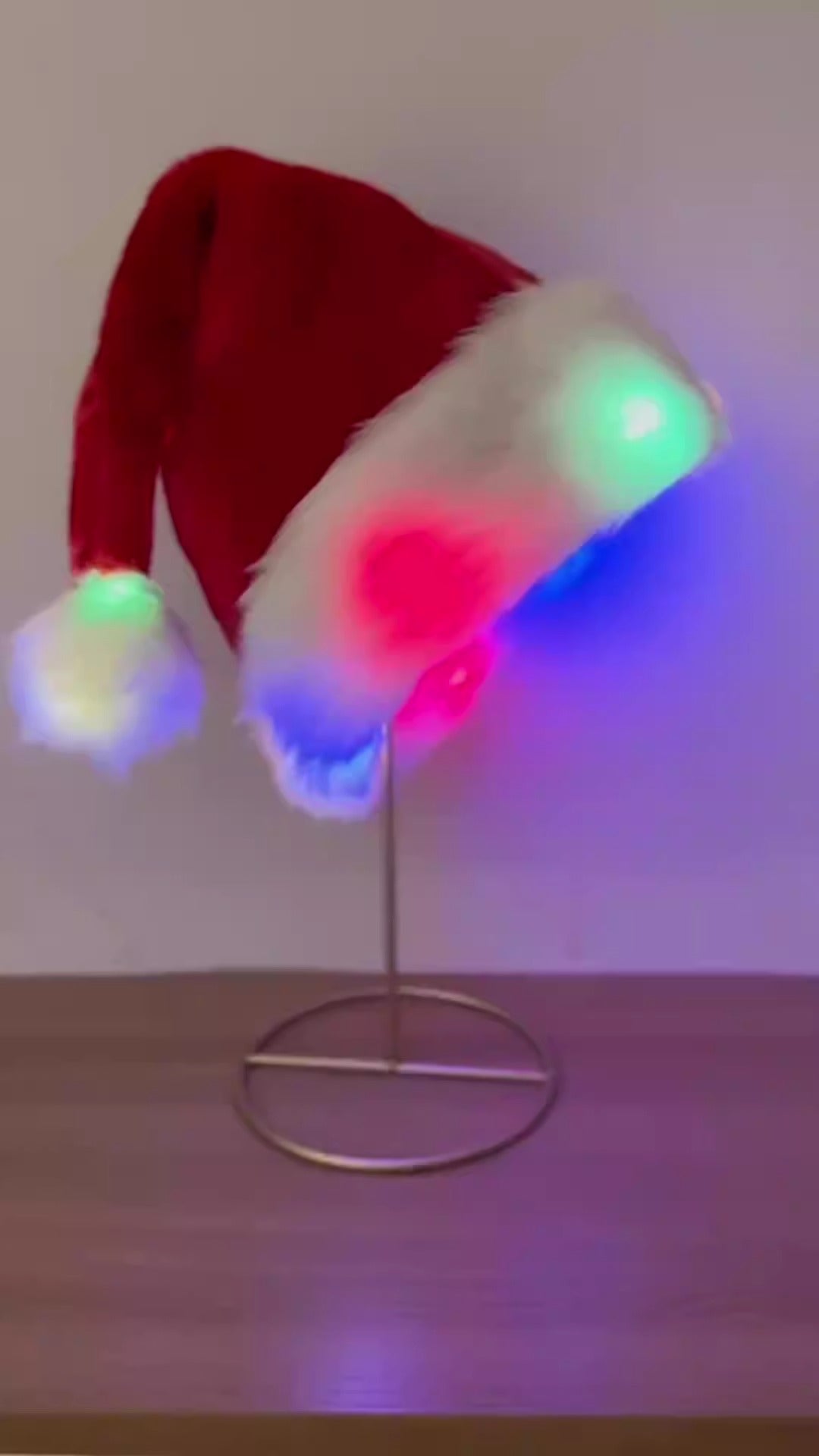 LED Christmas Santa Hat with Multicolor Lights for Parties