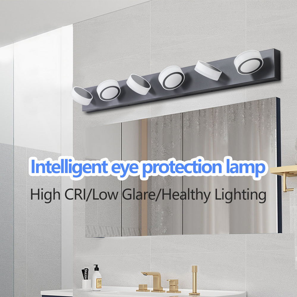 Matte Black 6-Light LED Vanity Light for Bathroom Mirror