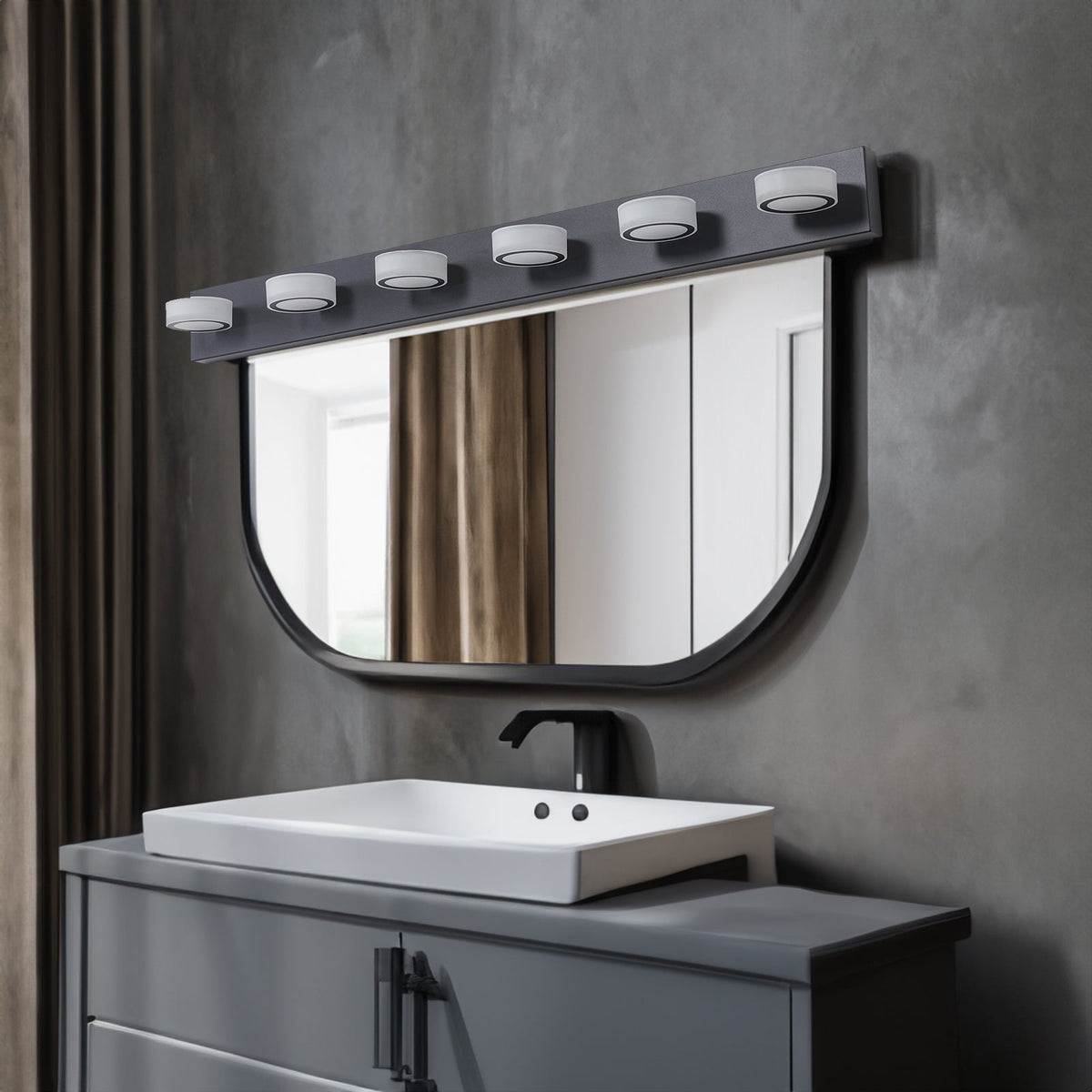 Matte Black 6-Light LED Vanity Light for Bathroom Mirror