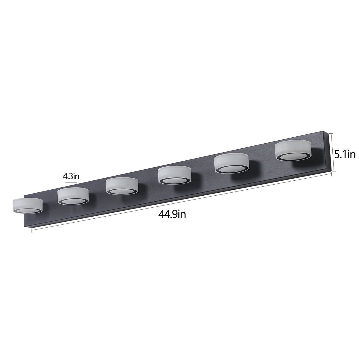 Matte Black 6-Light LED Vanity Light for Bathroom Mirror