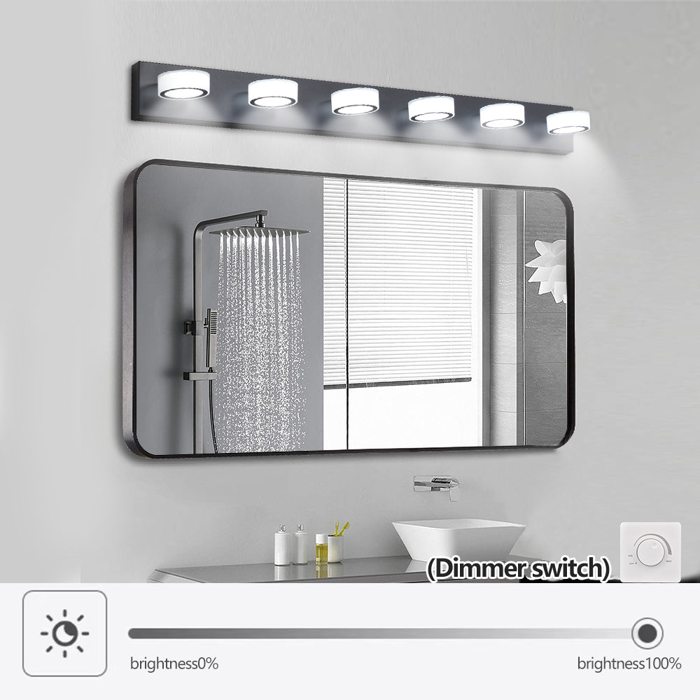 Matte Black 6-Light LED Vanity Light for Bathroom Mirror