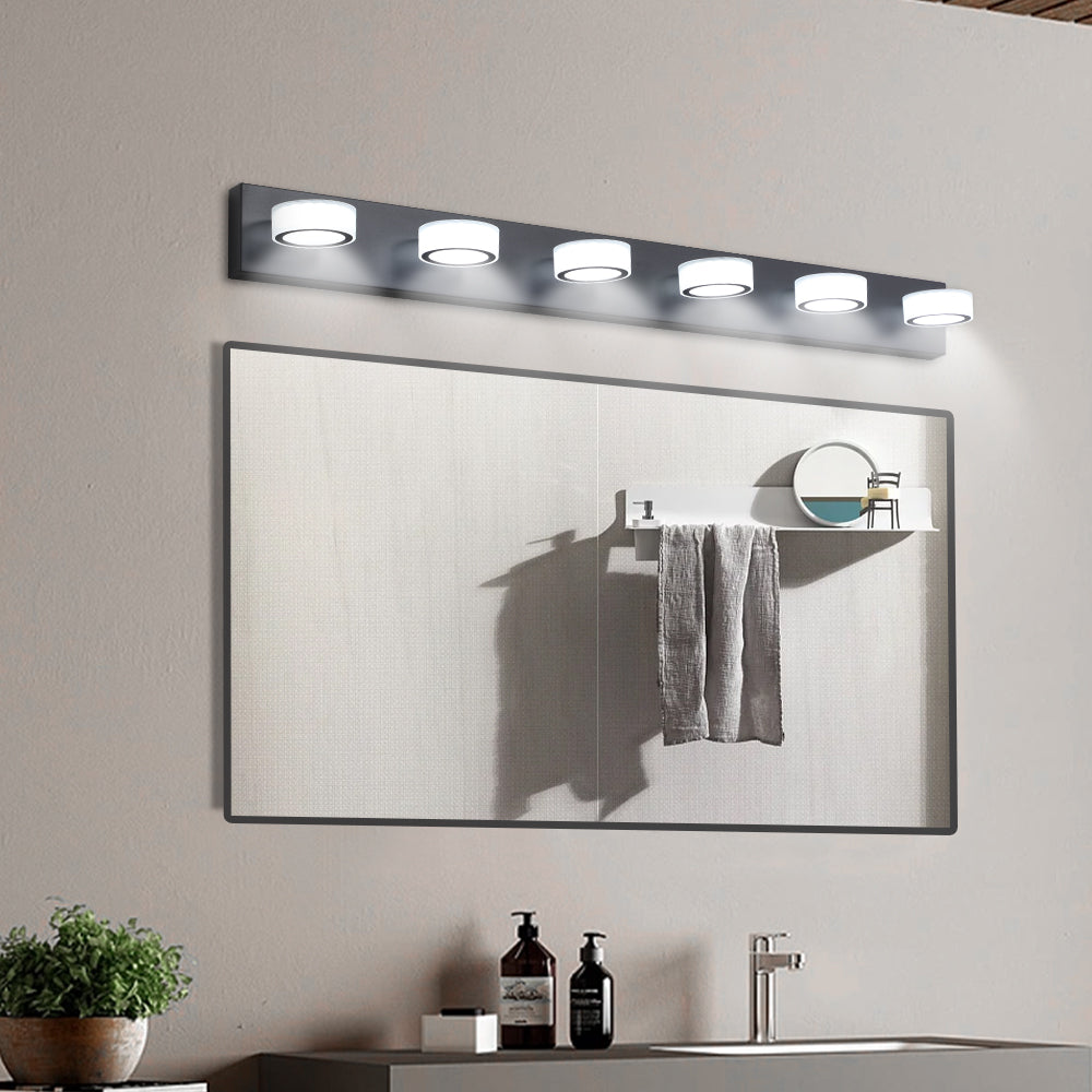 Matte Black 6-Light LED Vanity Light for Bathroom Mirror