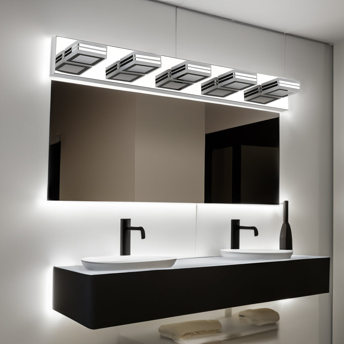 Chrome LED Makeup Vanity Light with 5 Rotatable Heads