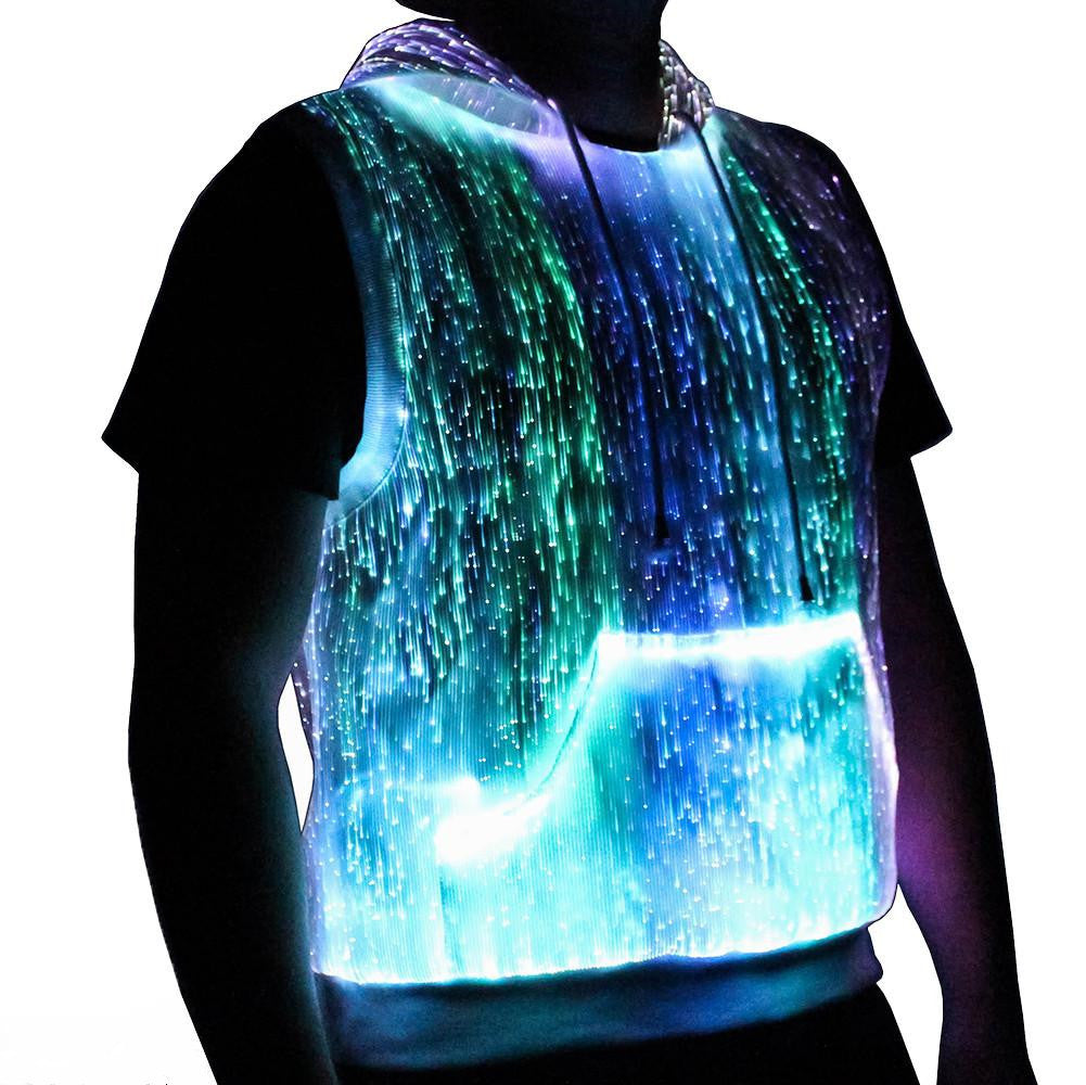 LED Tank Top Hoodie With RGB Glow For Nightlife Style