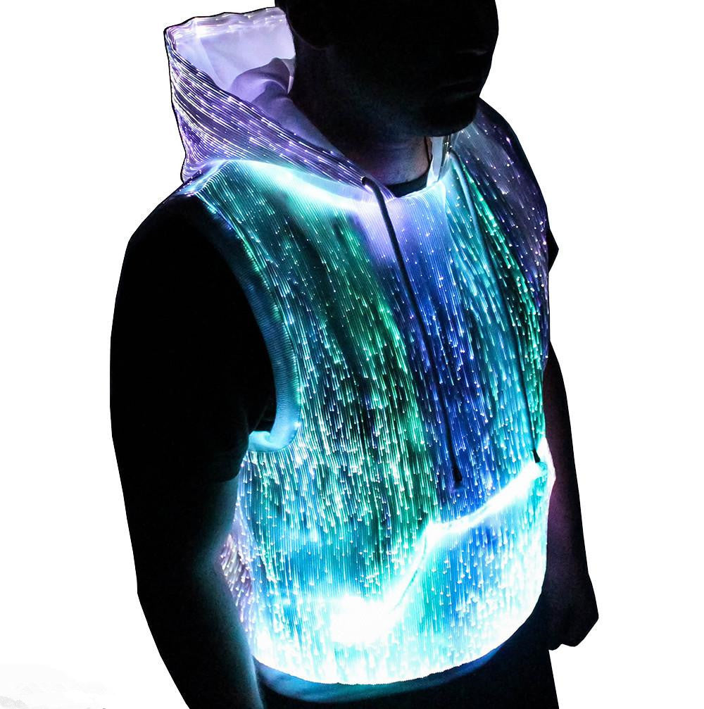 LED Tank Top Hoodie With RGB Glow For Nightlife Style