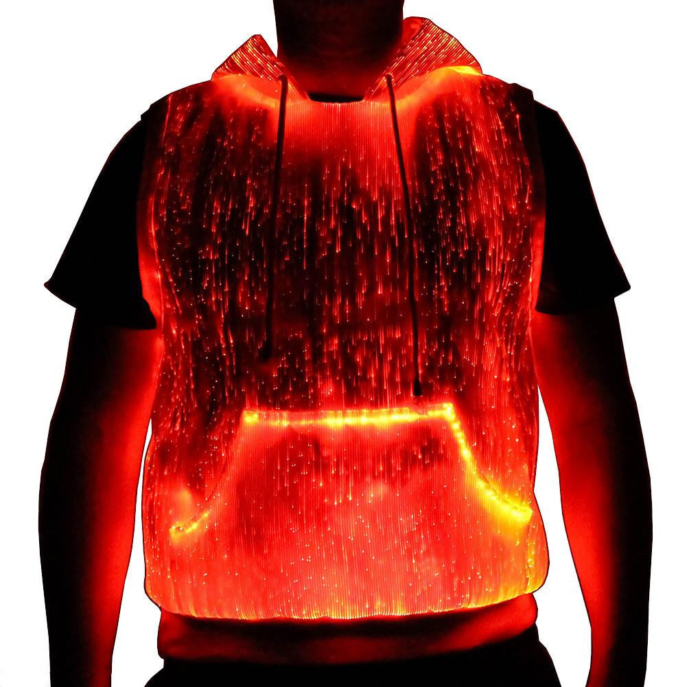 LED Tank Top Hoodie With RGB Glow For Nightlife Style
