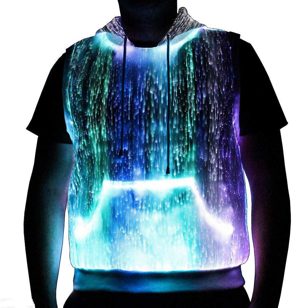 LED Tank Top Hoodie With RGB Glow For Nightlife Style