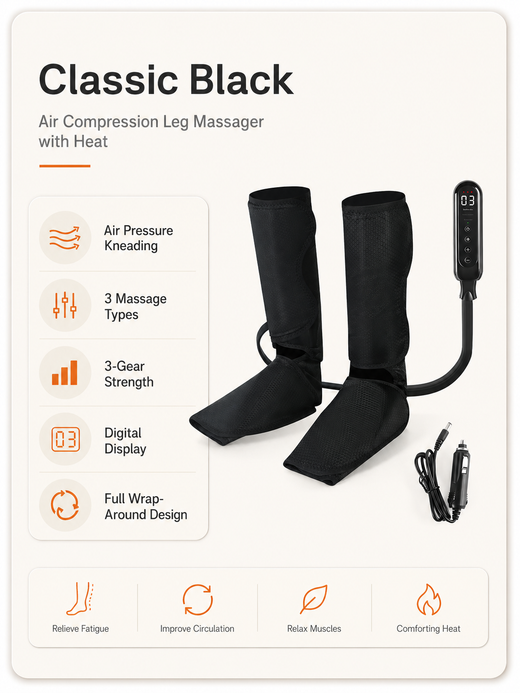 Heated Air Compression Leg Massager | 3 Modes + Heat Control