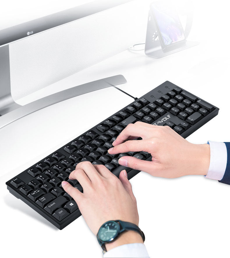 Wired Full-Size USB Keyboard with Numeric Keypad for PC