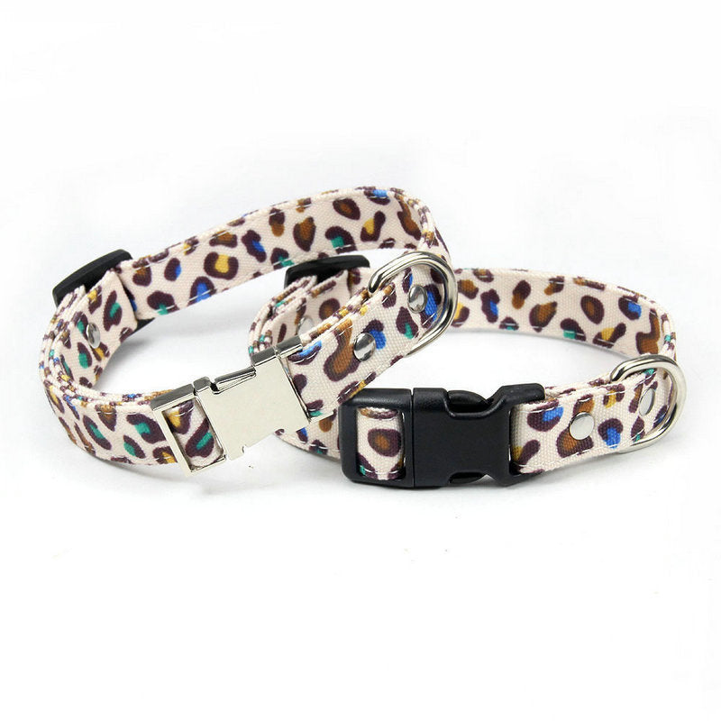 Leopard Dog Collar and Leash Set With Custom ID Info