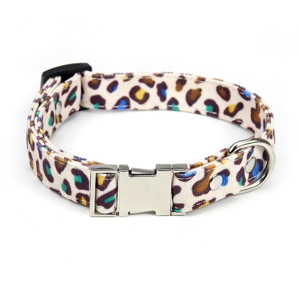 Leopard Dog Collar and Leash Set With Custom ID Info
