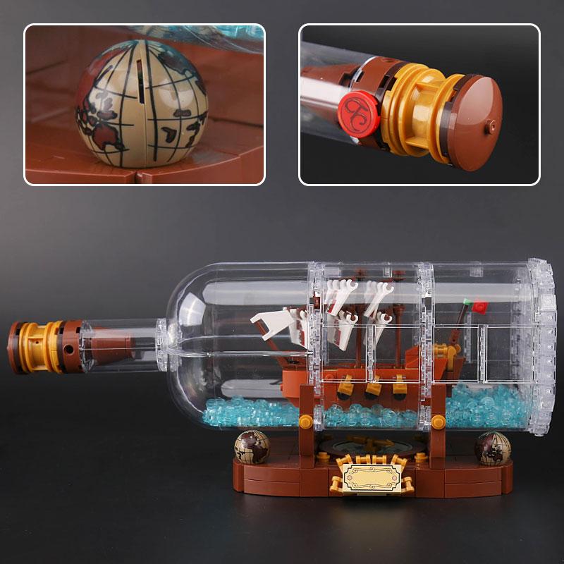 Building Block Ship in a Bottle Display Model Kit
