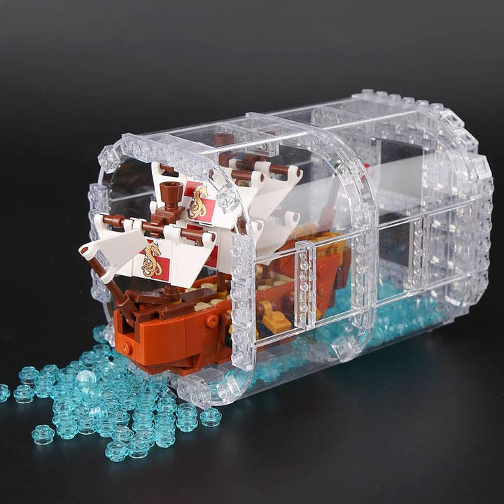 Building Block Ship in a Bottle Display Model Kit