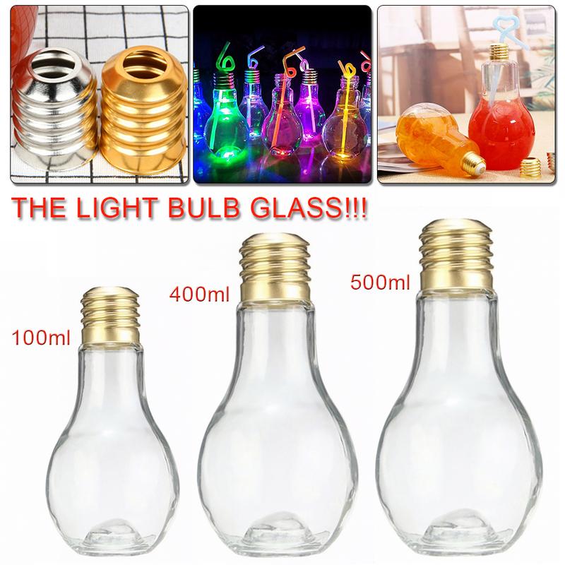 Light Bulb Juice Bottle with Curly Straw for Parties
