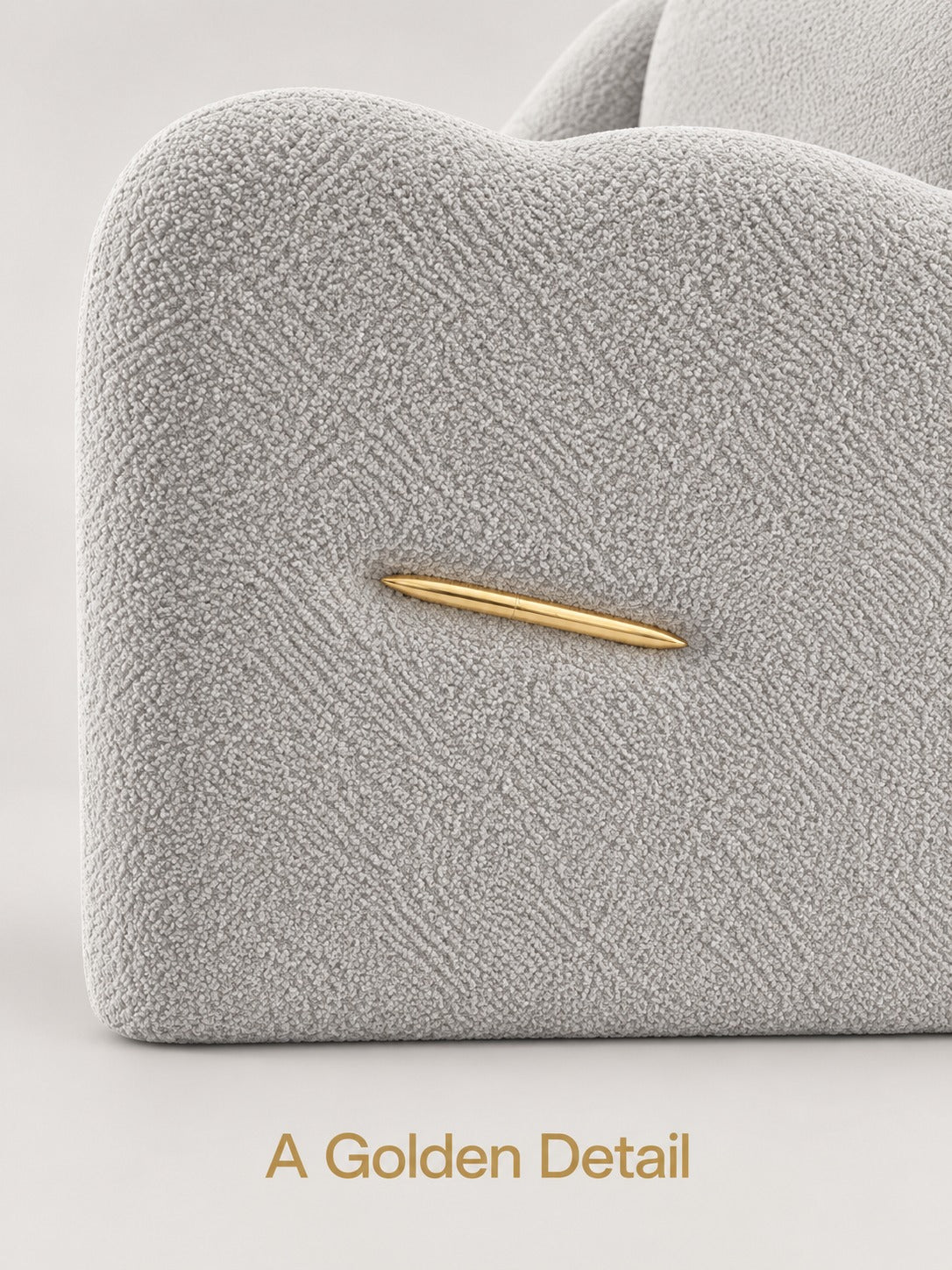 Light Gray Boucle Accent Armchair with Wavy Arms