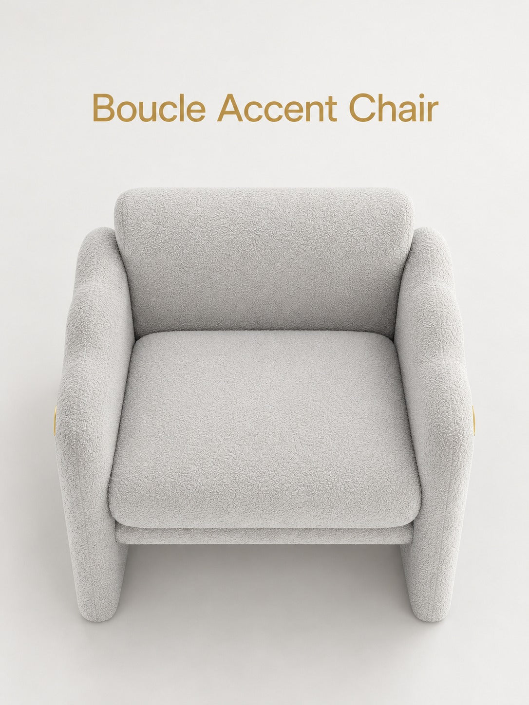 Light Gray Boucle Accent Armchair with Wavy Arms