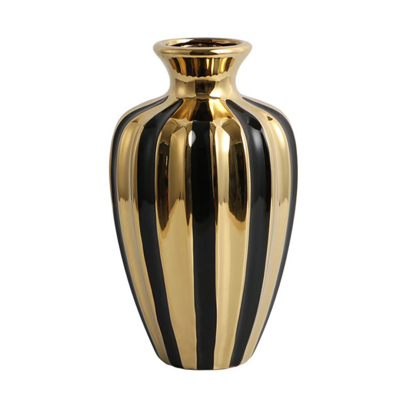Sculptural Ceramic Vases in Gold and Black Finish