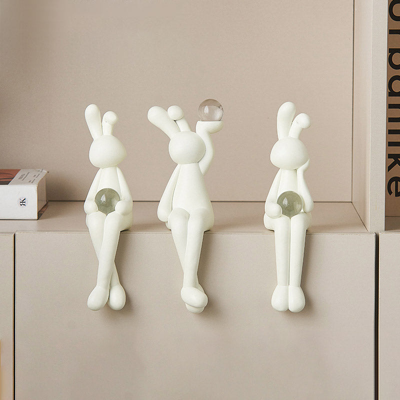 Silver Rabbit Decor: Modern Luxury Shelf Decoration