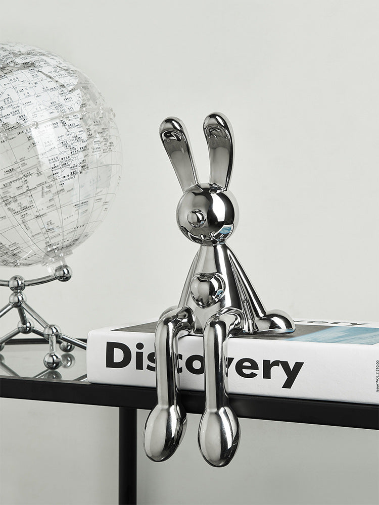 Silver Rabbit Decor: Modern Luxury Shelf Decoration