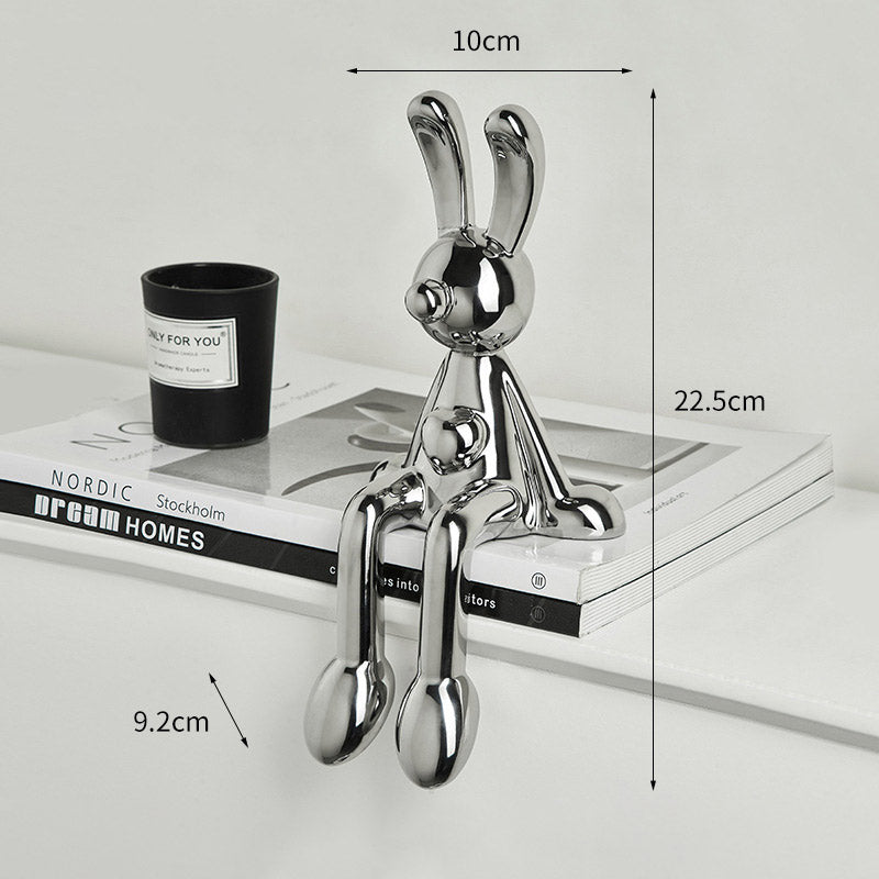 Silver Rabbit Decor: Modern Luxury Shelf Decoration