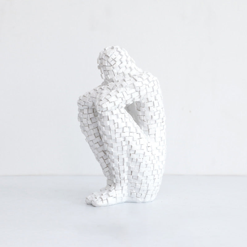 Mosaic Ceramic Figure Ornament for Artistic Shelves