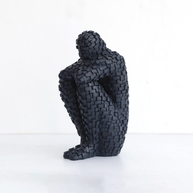 Mosaic Ceramic Figure Ornament for Artistic Shelves