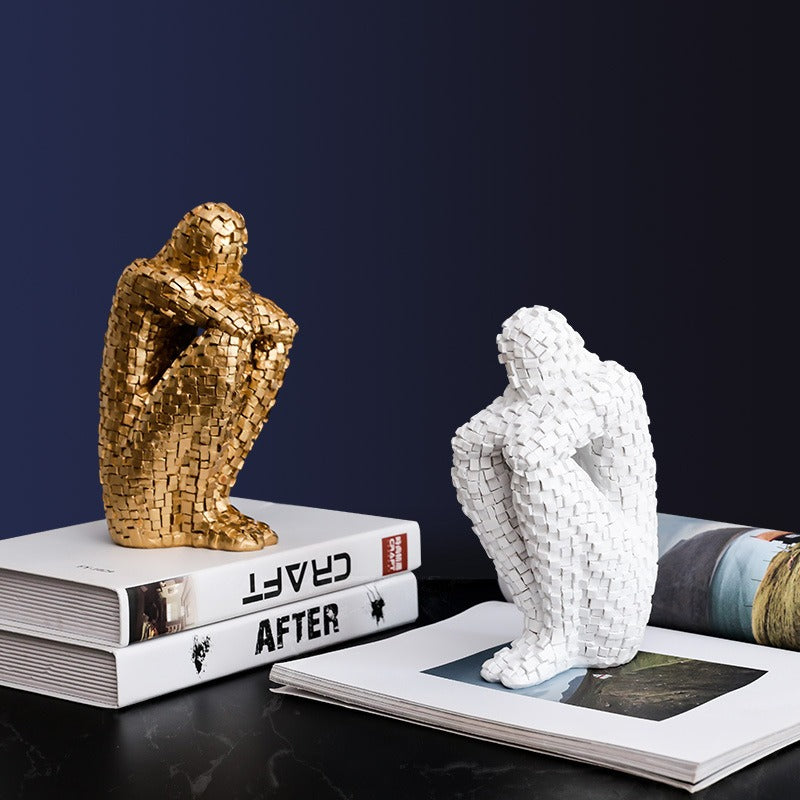 Mosaic Ceramic Figure Ornament for Artistic Shelves