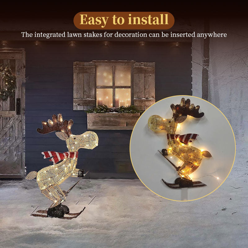Lighted Skiing Reindeer Ornament for Festive Yards