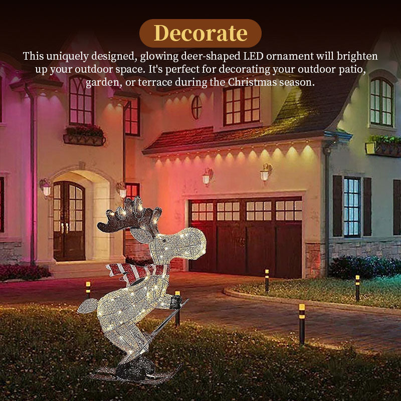 Lighted Skiing Reindeer Ornament for Festive Yards