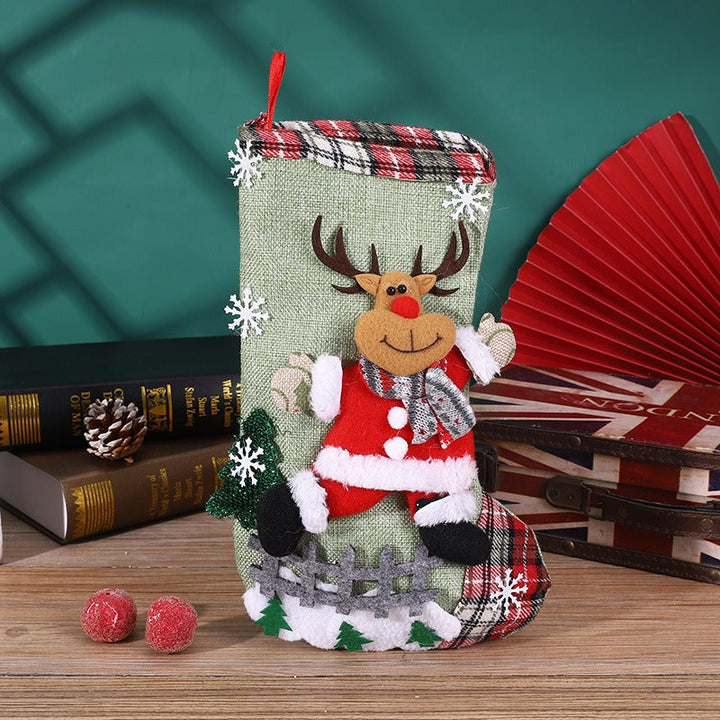 Linen Christmas Stocking for Festive Gift Giving Decor