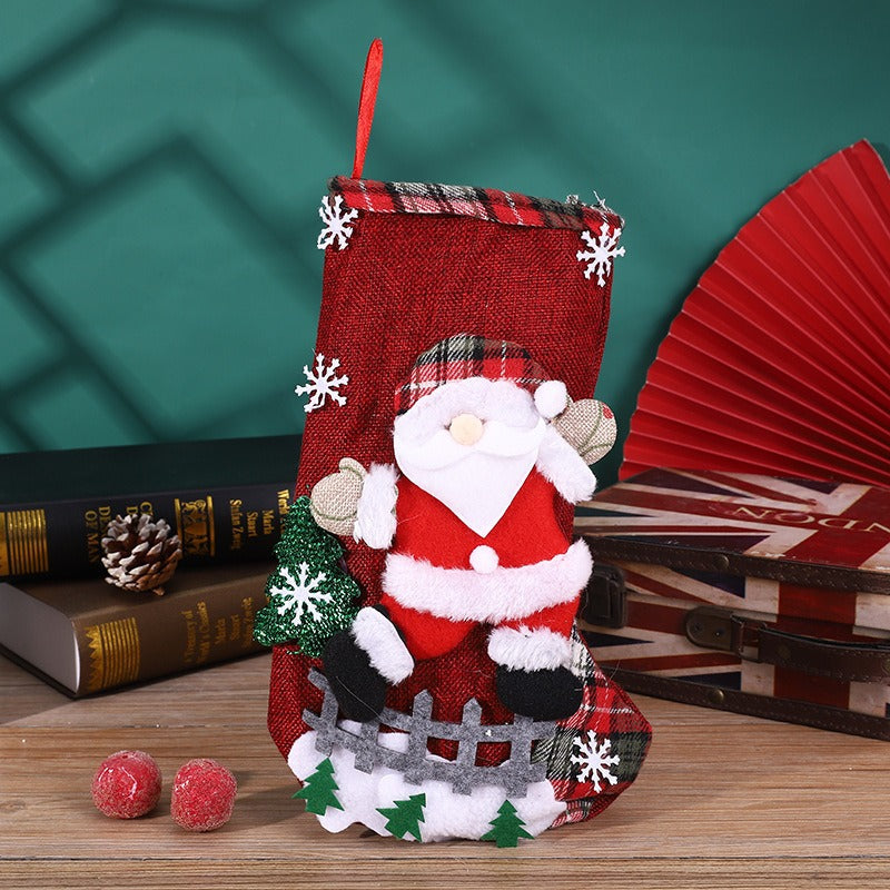 Linen Christmas Stocking for Festive Gift Giving Decor