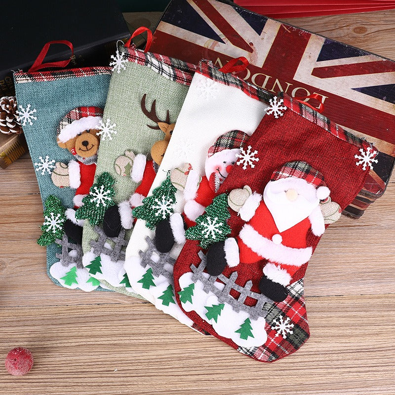 Linen Christmas Stocking for Festive Gift Giving Decor