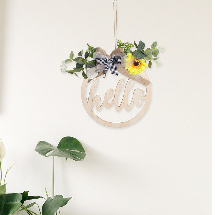 Farmhouse Wood Welcome Sign with Floral Wall Accent