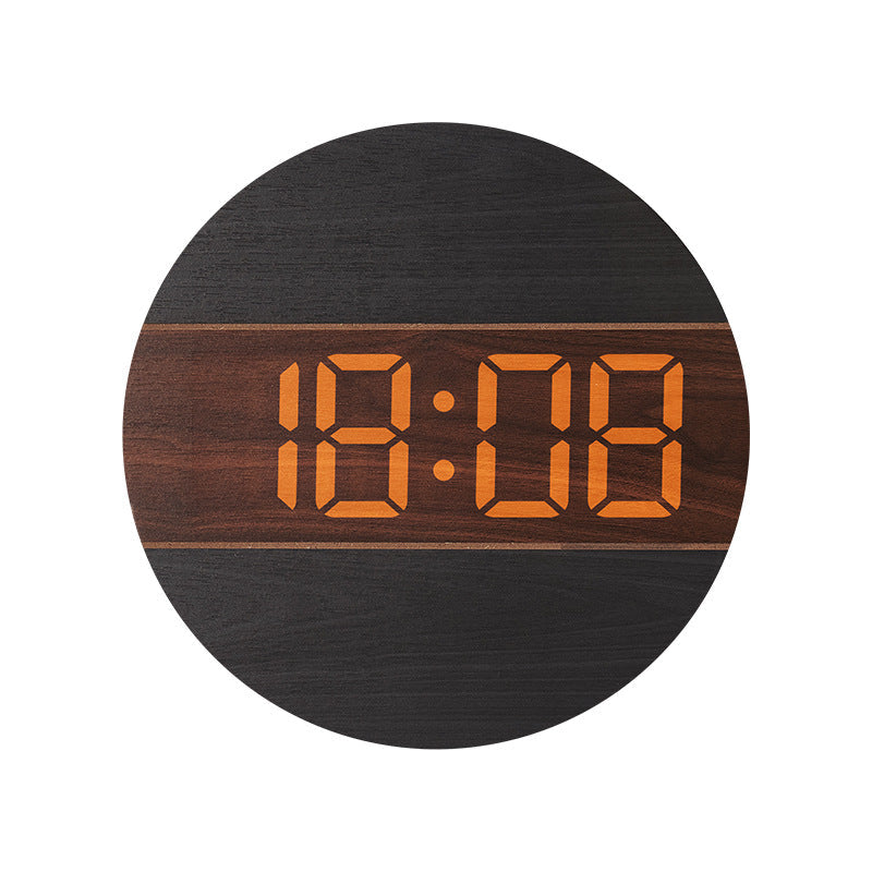 Digital Wall Clock With Stylish Wood-Look Wall Decor