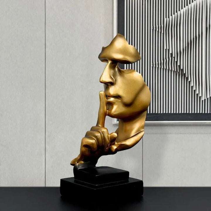 Gold Face Sculpture for Wine Cabinet and Living Room Decor
