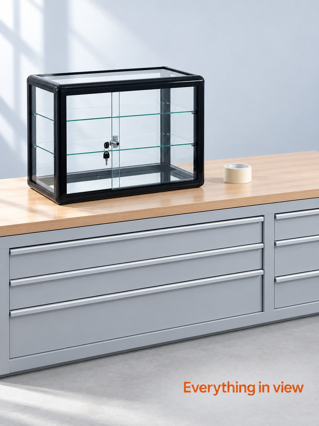 Lockable Tempered Glass Counter Display Case