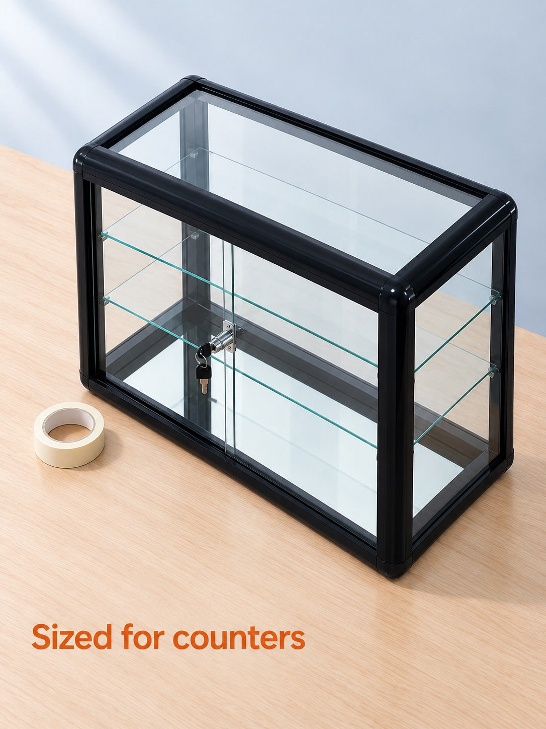 Lockable Tempered Glass Counter Display Case