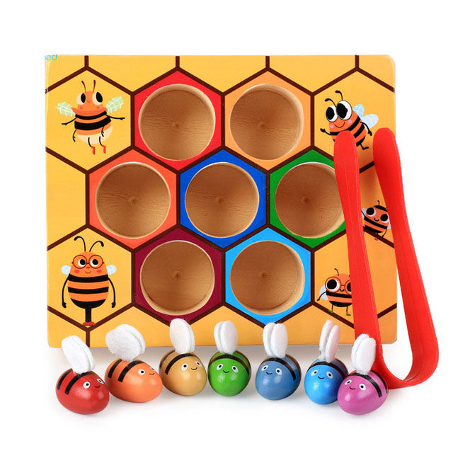 Wooden Bee Fine-Motor Game for Preschool Learning
