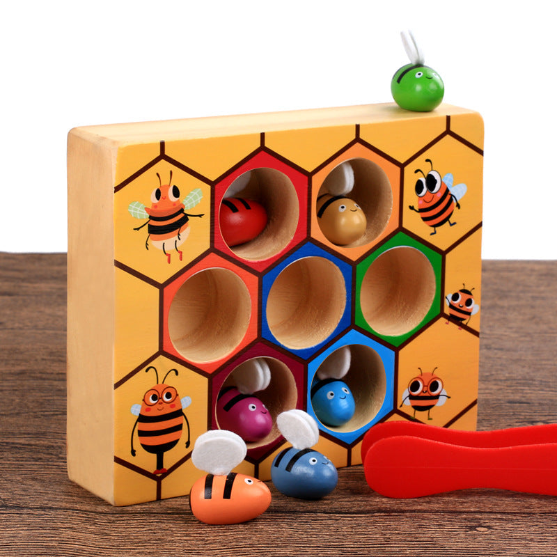 Wooden Bee Fine-Motor Game for Preschool Learning