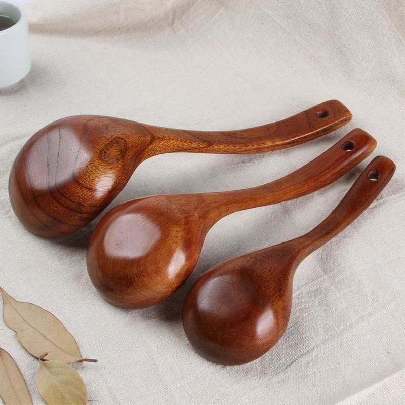 Long Handled Wooden Soup Spoon for Hot Pot Cooking
