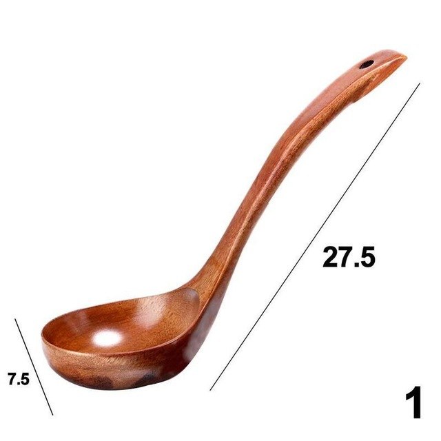 Long Handled Wooden Soup Spoon for Hot Pot Cooking