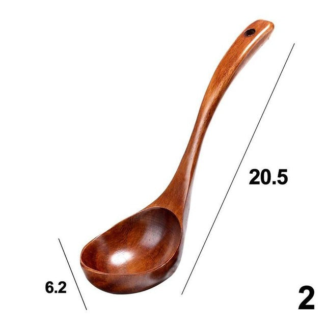 Long Handled Wooden Soup Spoon for Hot Pot Cooking