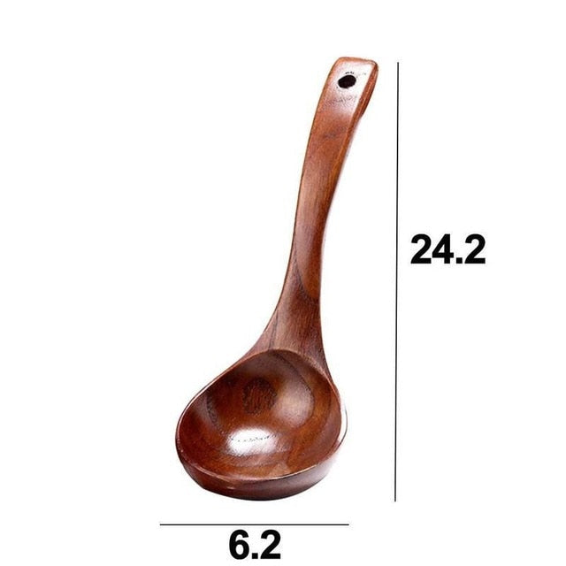 Long Handled Wooden Soup Spoon for Hot Pot Cooking