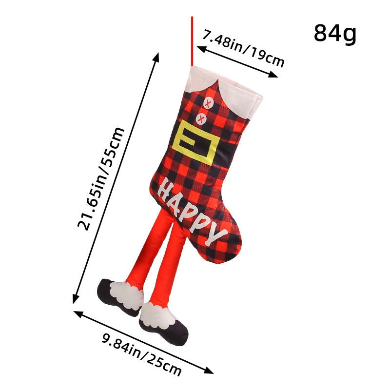 Long-Leg Elf Christmas Stocking Decoration Display
