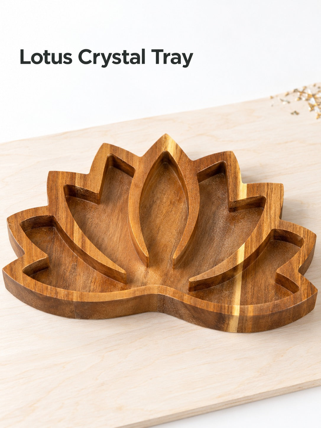 Lotus Wood Crystal Tray: Organize & Display Your Stones
