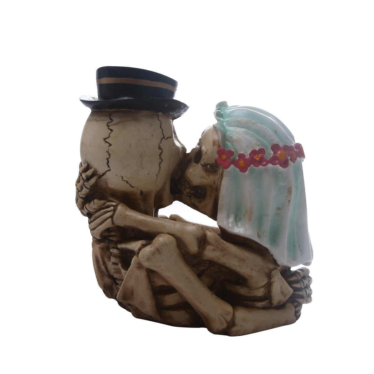 Gothic Skeleton Couple Ornament - Romantic Resin Decor