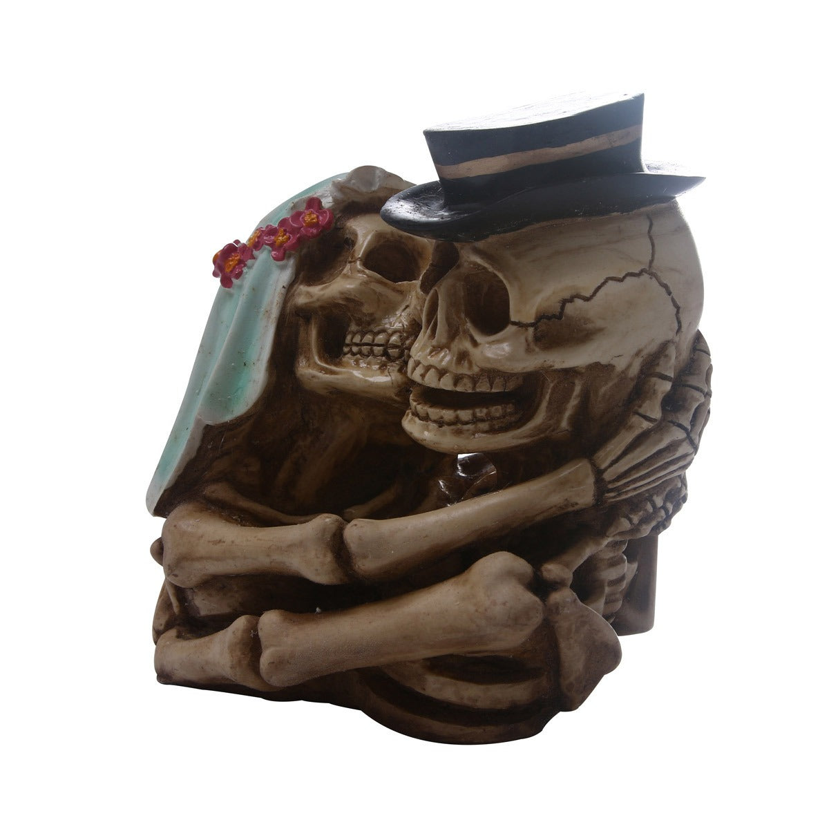 Gothic Skeleton Couple Ornament - Romantic Resin Decor